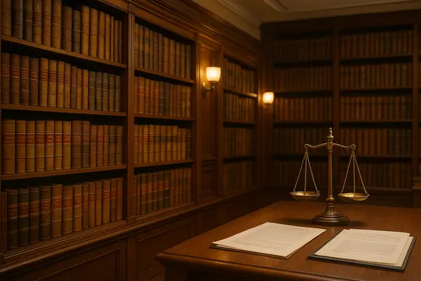 an empty office with bookshelves and scales of justice on the desk from EZ Lemon Law Lawyer in Azle, TX - Azle TX an empty office with bookshelves and scales of justice on the desk from EZ Lemon Law Lawyer in Azle, TX - Azle TX