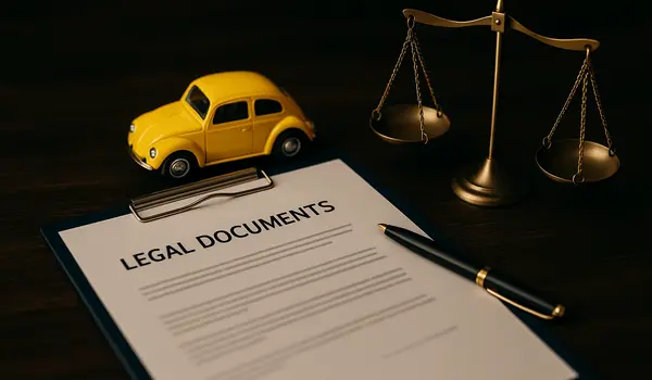 legal documents on top of a desk in a lemon law office from EZ Lemon Law Lawyer in Irving, TX - Irving TX