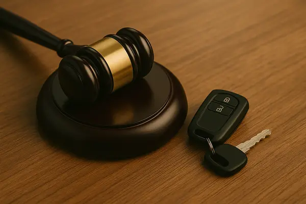 a gavel with some car keys next to it from EZ Lemon Law Lawyer in Fort Worth, TX - Lemon law for Tesla Vehicles