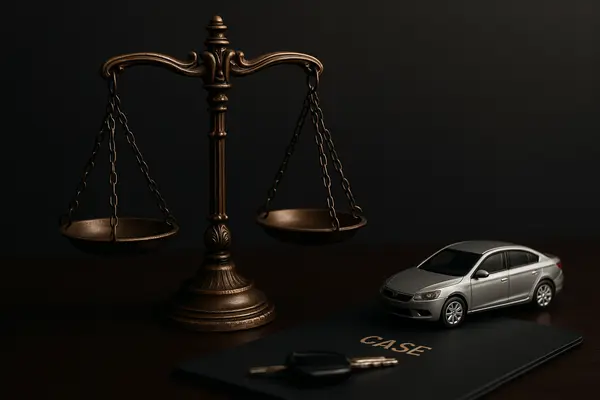 scales of justice on a lawyer's office desk from EZ Lemon Law Lawyer in Fort Worth, TX - Lemon law for Tesla Vehicles
